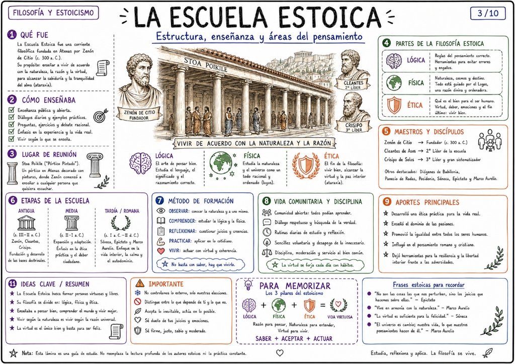 La Escuela Estoica - Estructura, enseñanza y áreas del pensamiento